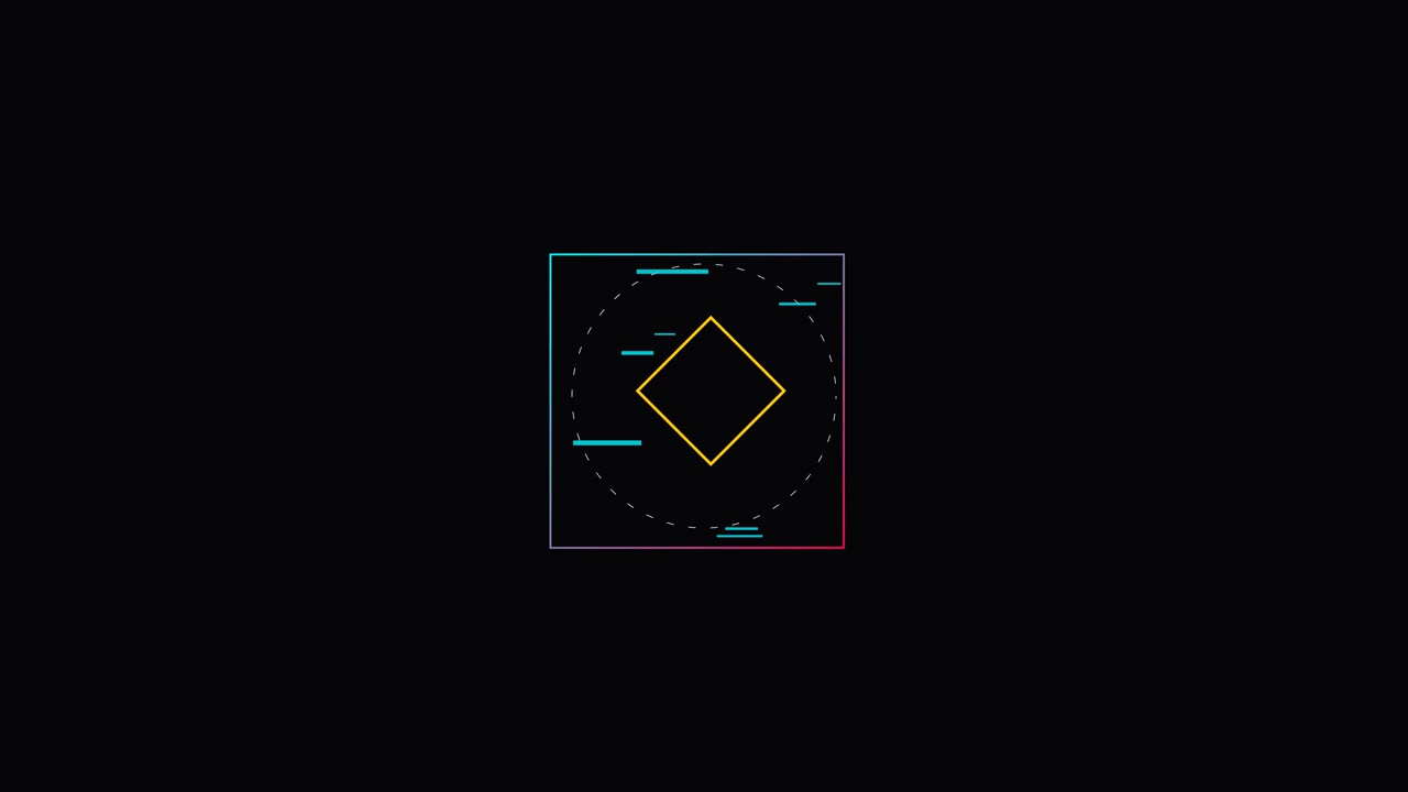 Abstract Geometric Animation with Glitch Effects on Black Background