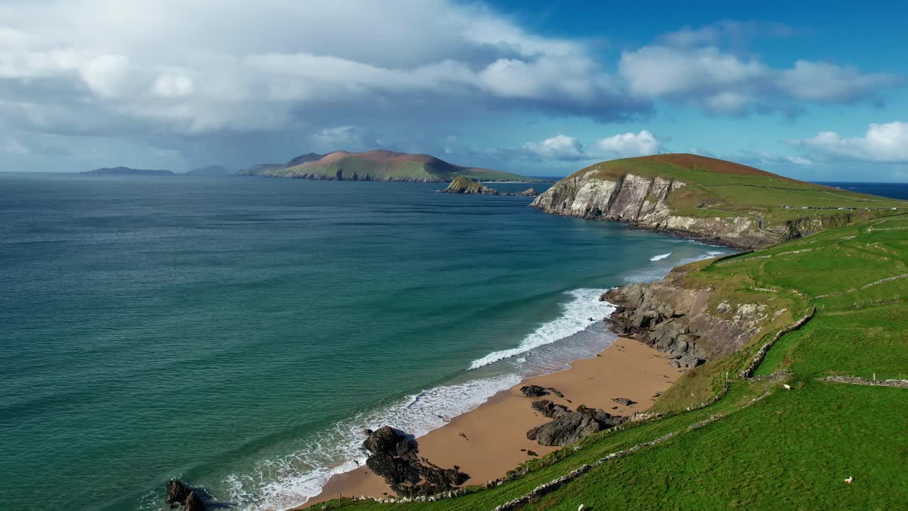Kerry Landscapes drone flying over coast with Blasket islands Slea Head Drive ireland Epic Locations