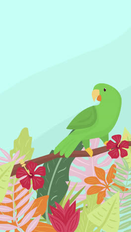 tropical parrot in lush garden