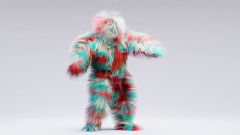 dibujos animados 3d peludos, divertido hip hop y baile de samba, bestia furiosa divirtiéndose, mascota en bucle en bucle animación, armonioso diseño de movimiento moderno minimalista, monstruo esponjoso, renderización 3d