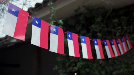 fiestas patrias chile pennant stars santiago sky grass elements red blue white flags chilean