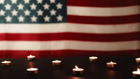 usa flag and candles for mourning