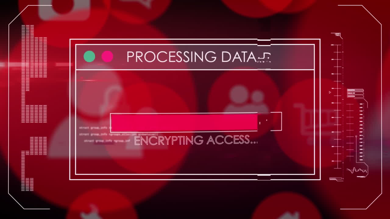 animación del procesamiento de datos financieros sobre iconos de personas rojas