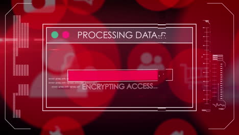 animation of financial data processing over red people icons