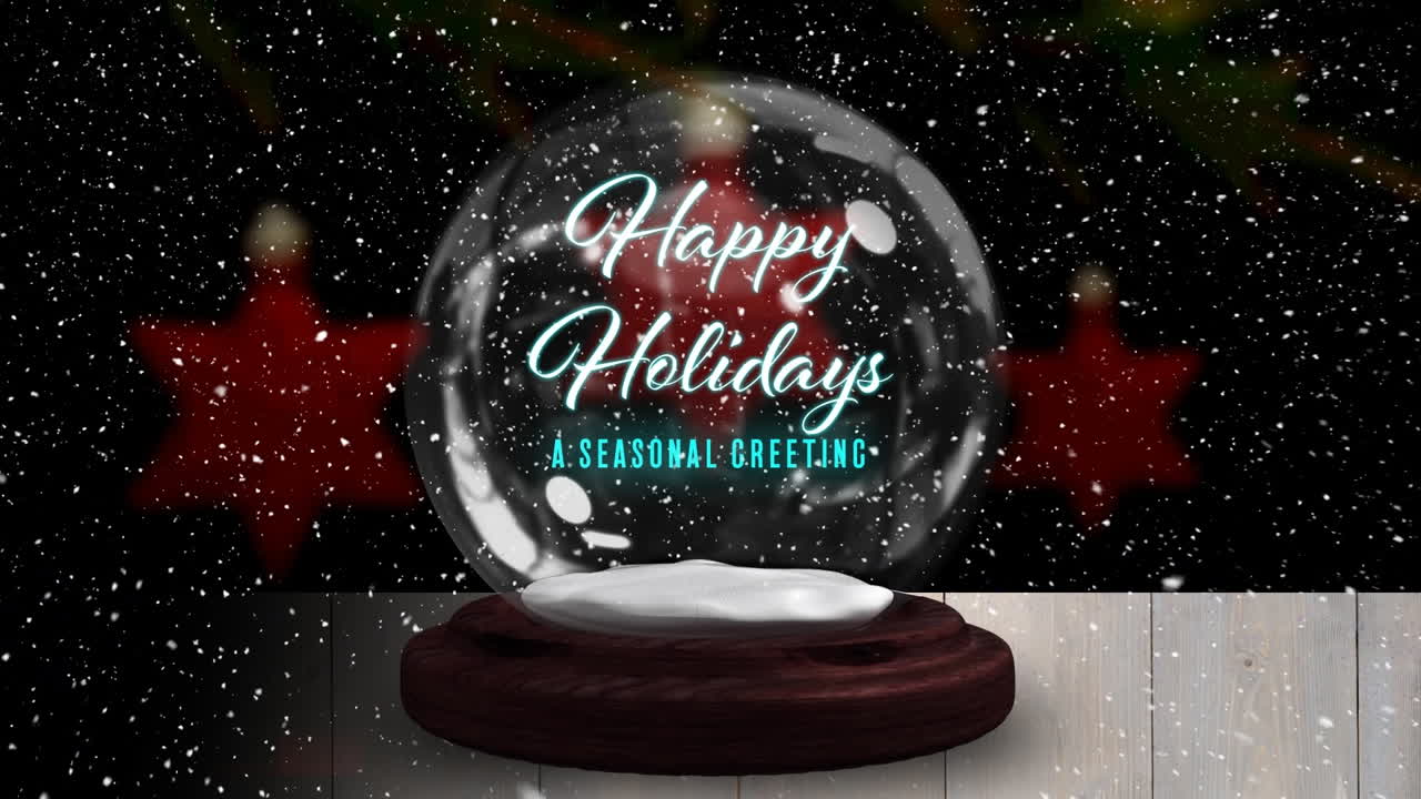 계절 인사와 눈이 떨어지는 위에 떨어지는 별과 함께 눈 지구의 애니메이션