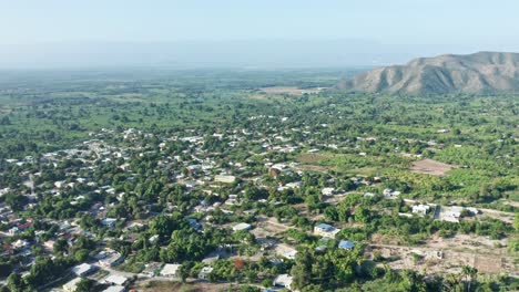 panoramic view on the municipality of neiba in dominican republic - aerial drone shot