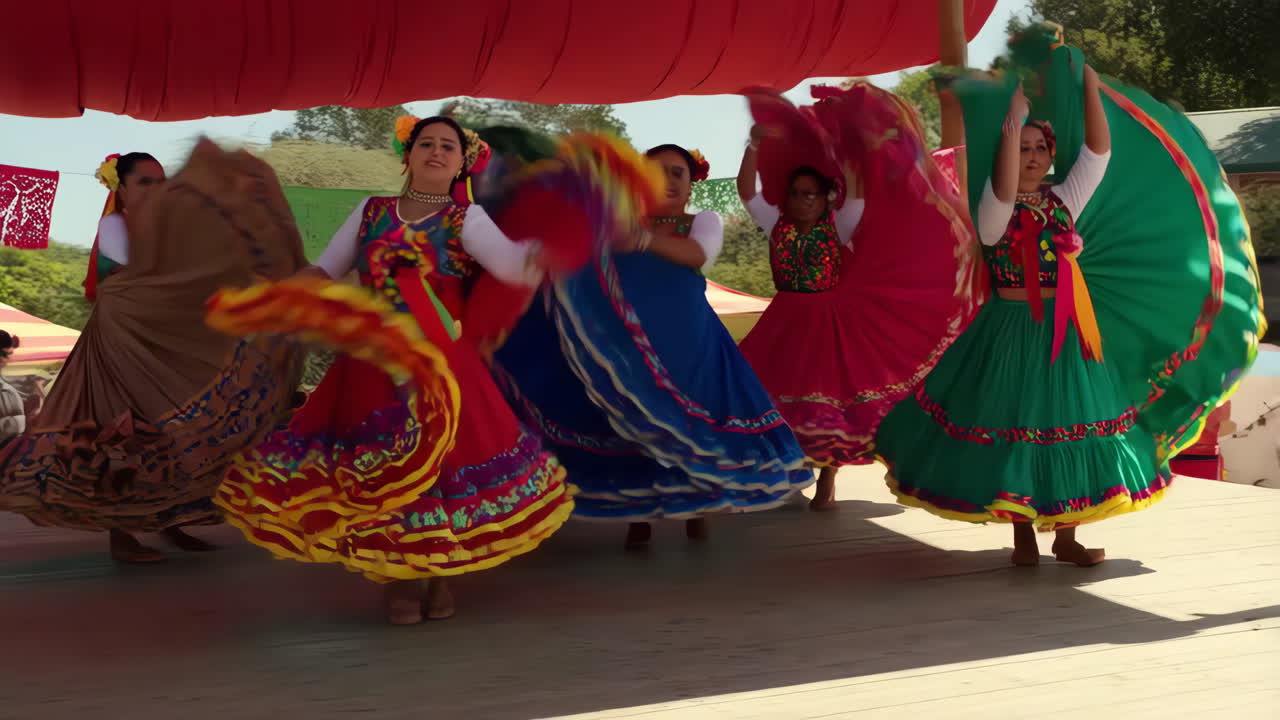 Mexican Folklorico Dancers Performing Traditional Dance