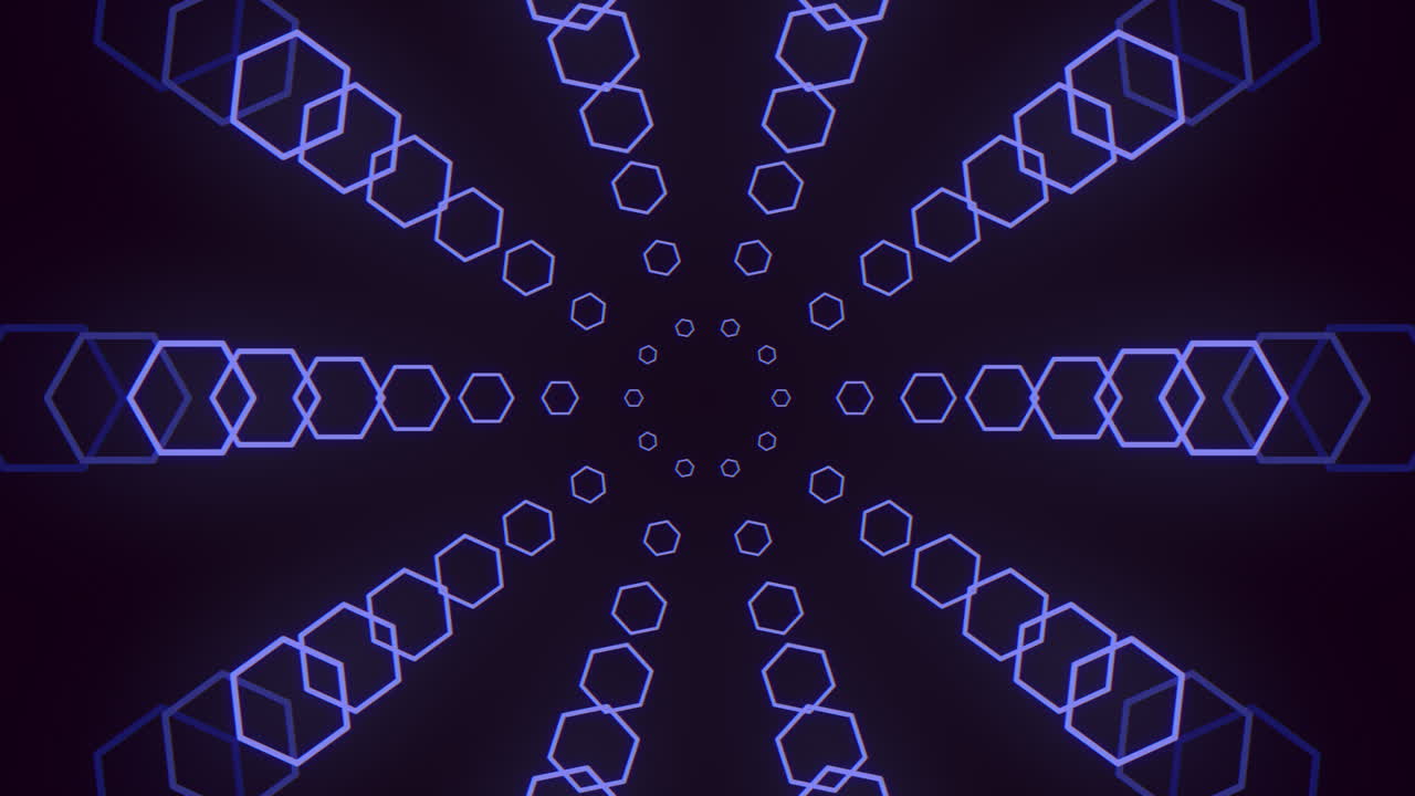 Un ipnotico modello geometrico in blu e bianco, formato da quadrati e rettangoli disposti in un layout circolare, arricchito da intricate forme più piccole all'interno delle forme più grandi.