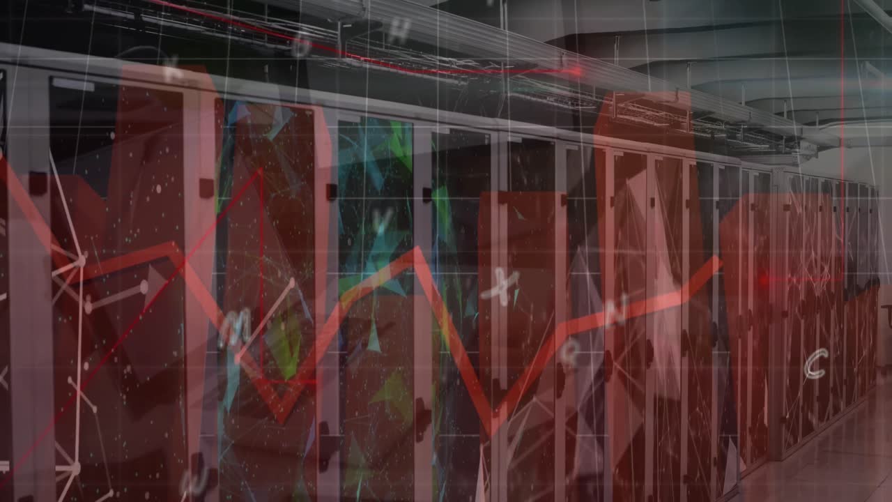 animación del procesamiento de datos en la sala de servidores