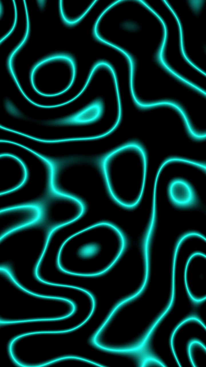 Vertical video of abstract glowing cyan plasma lines moving on black background.