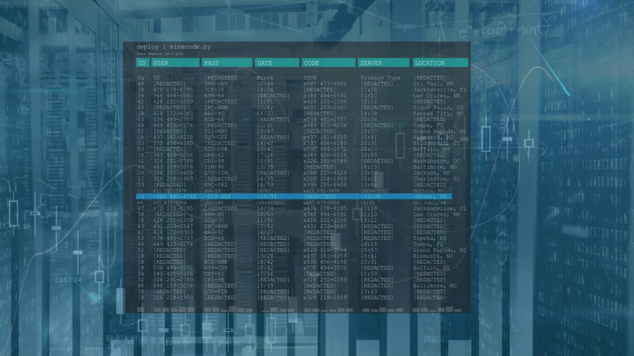 컴퓨터 서버 에 대한 통계 데이터 처리 및 수학적 방정식의 애니메이션