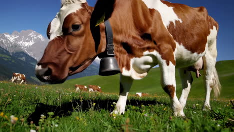 cows grazing in a mountain meadow