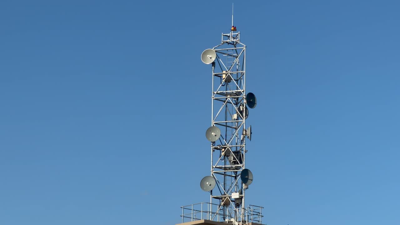 A cell phone tower and data aerial device at a community centre