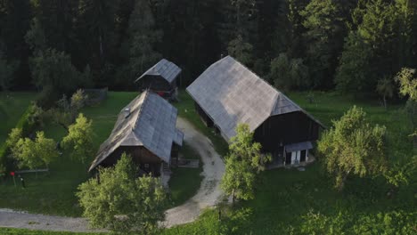 toma aérea de casas acogedoras en una montaña en kotjle, eslovenia