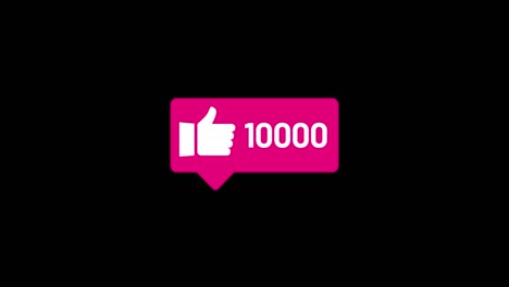 ​social media like icon, 4k, till 10000 count up, animation, video isolated alpha matte and green background