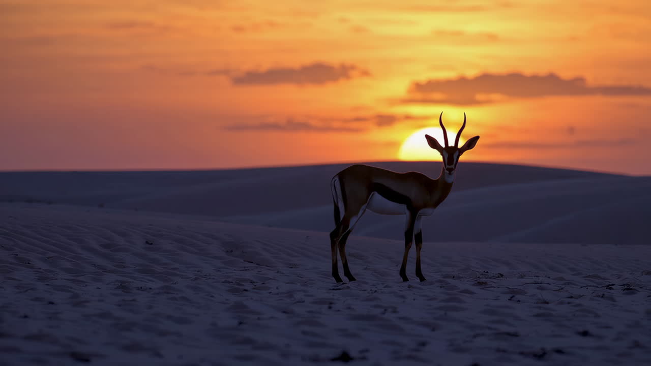 Gazelle in Desert at Sunset