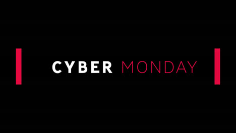 Digital-animation-of-cyber-monday-text-banner-against-black-background