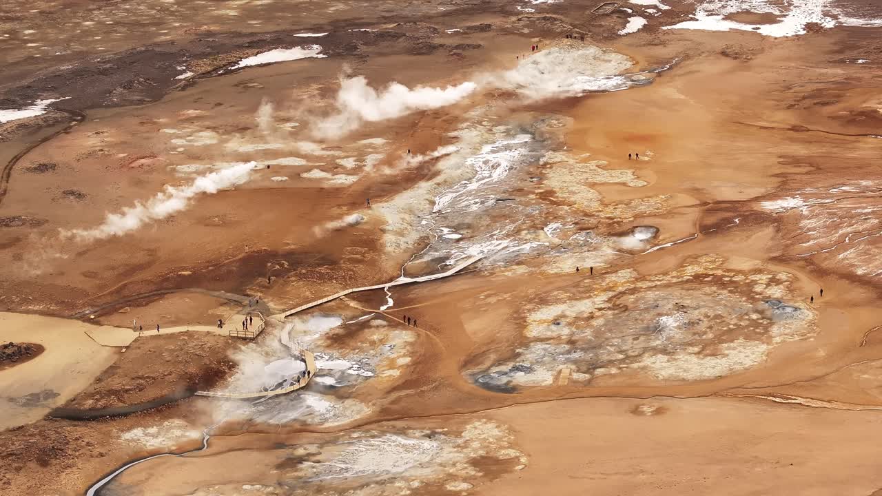 steaming geothermal vents across colorful Icelandic sulfur plains