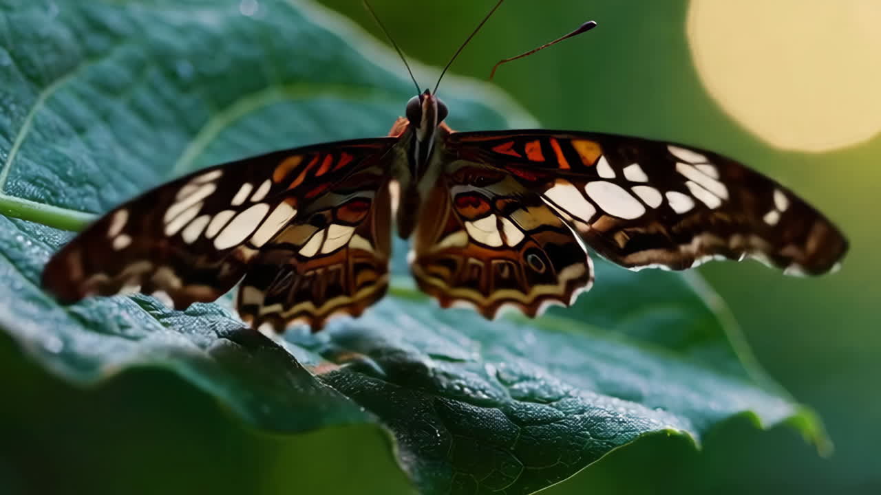 Insects and Butterfly on a Leaf