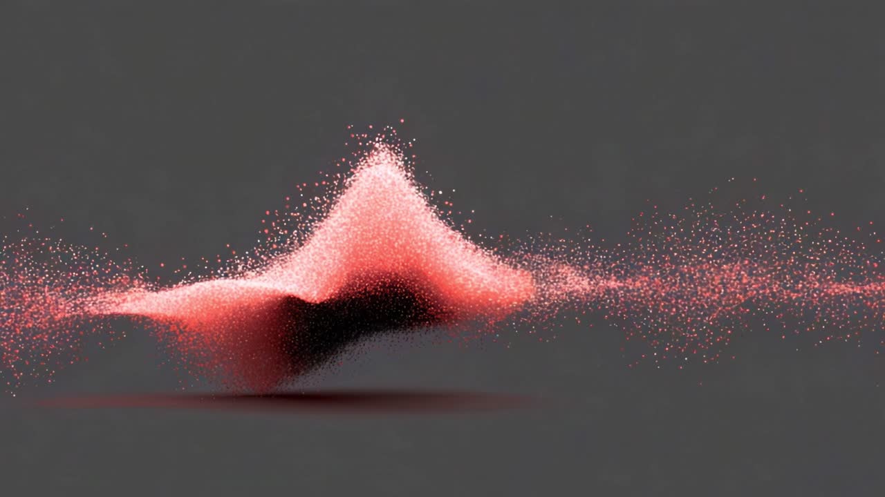 Abstract Visualization of Particles Transcending into an Artistic Mountain Shape, Radiating Vibrant Dust and Colorful Energy in Dynamic Motion and Captivating Design Elements