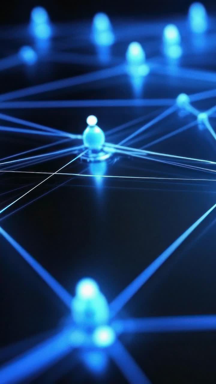 Futuristic network concept with glowing blue nodes and lines
