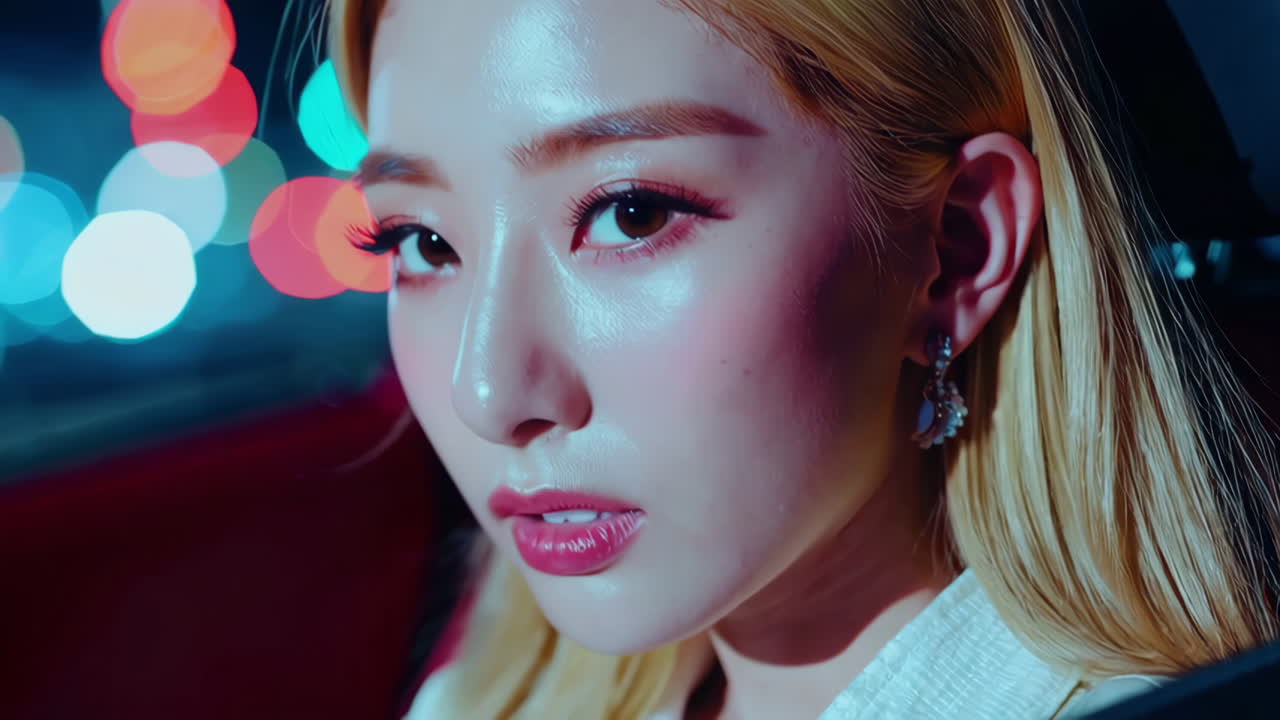 밤에 운전하는 여자