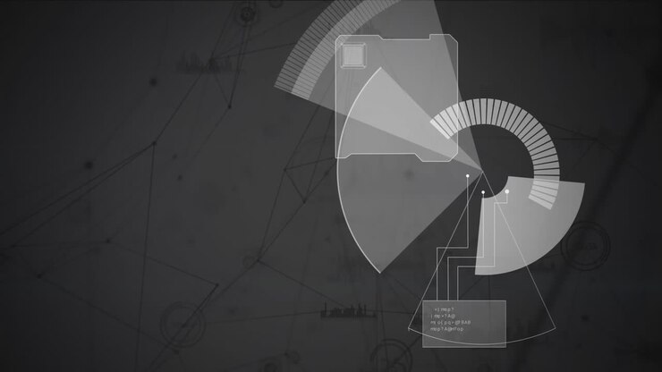 Animation of scope scanning data processing on grey background