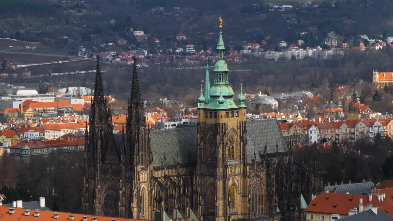 Primo piano della Cattedrale di San Vito a Praga, Repubblica Ceca