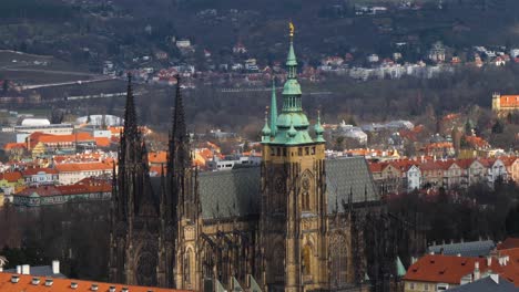 closeup of saint vitus cathedral in prague, czech republic