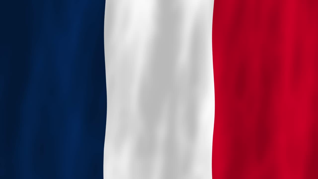 Bandera de Francia animación de país diseño de símbolo 3D ondeando con el movimiento del viento patriotismo nacional cultura mundial emblema estandarte azul blanco rojo Europa Occidental