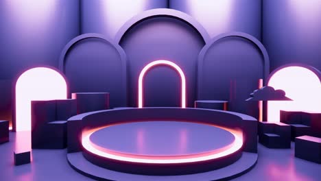 concept gradients purple and blue abstract podium showcase. 3d rendering