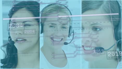 animación de pantallas digitales y números sobre diversas consultoras