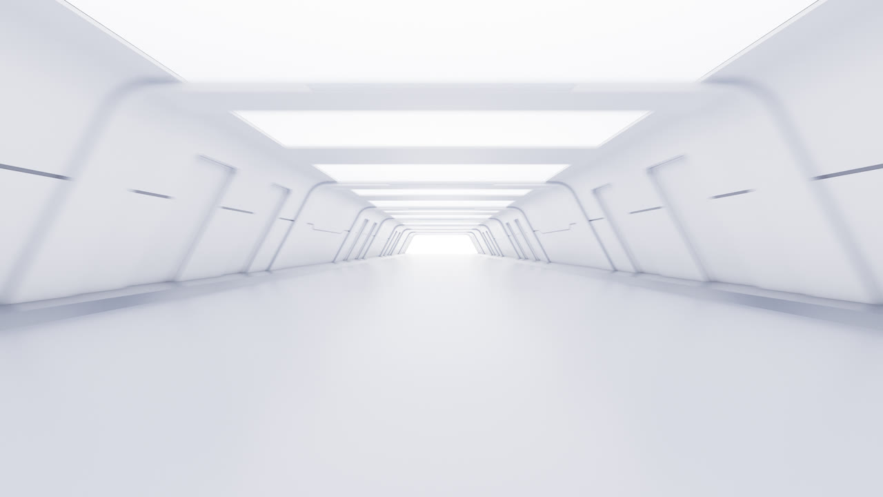 Empty white tunnel with alpha channel in the end, 3d rendering.
