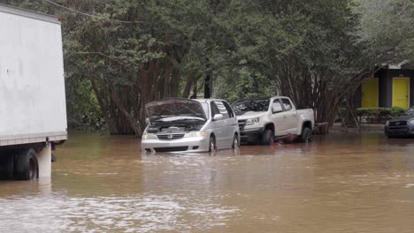 flooded cars from hurricane helene in atlanta, georgia.