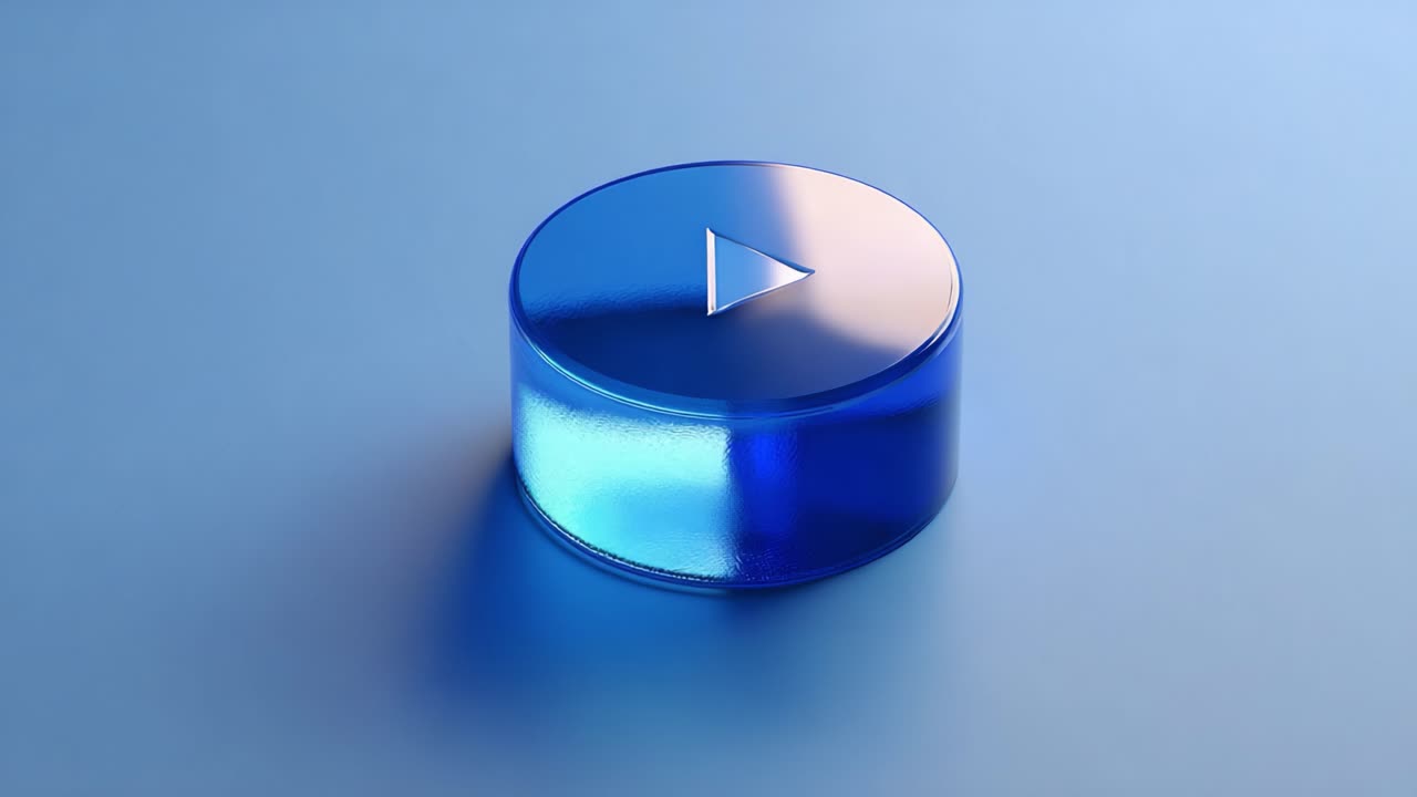 Captivating Blue Play Button: A Stunning Visual Representation of Interactive Multimedia in Modern Digital Communication with a Glossy Finish and Elegant Design