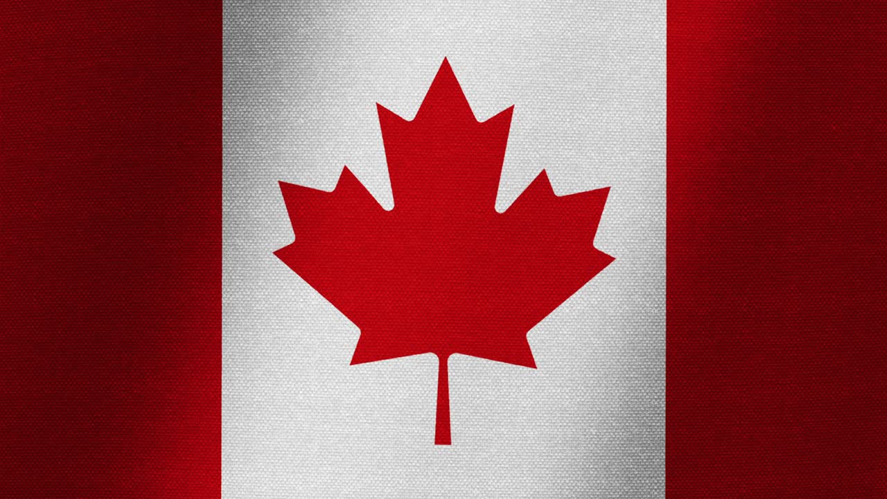 la bandera de canadá, el aleteo lento del lienzo, la fluctuación de la tela.