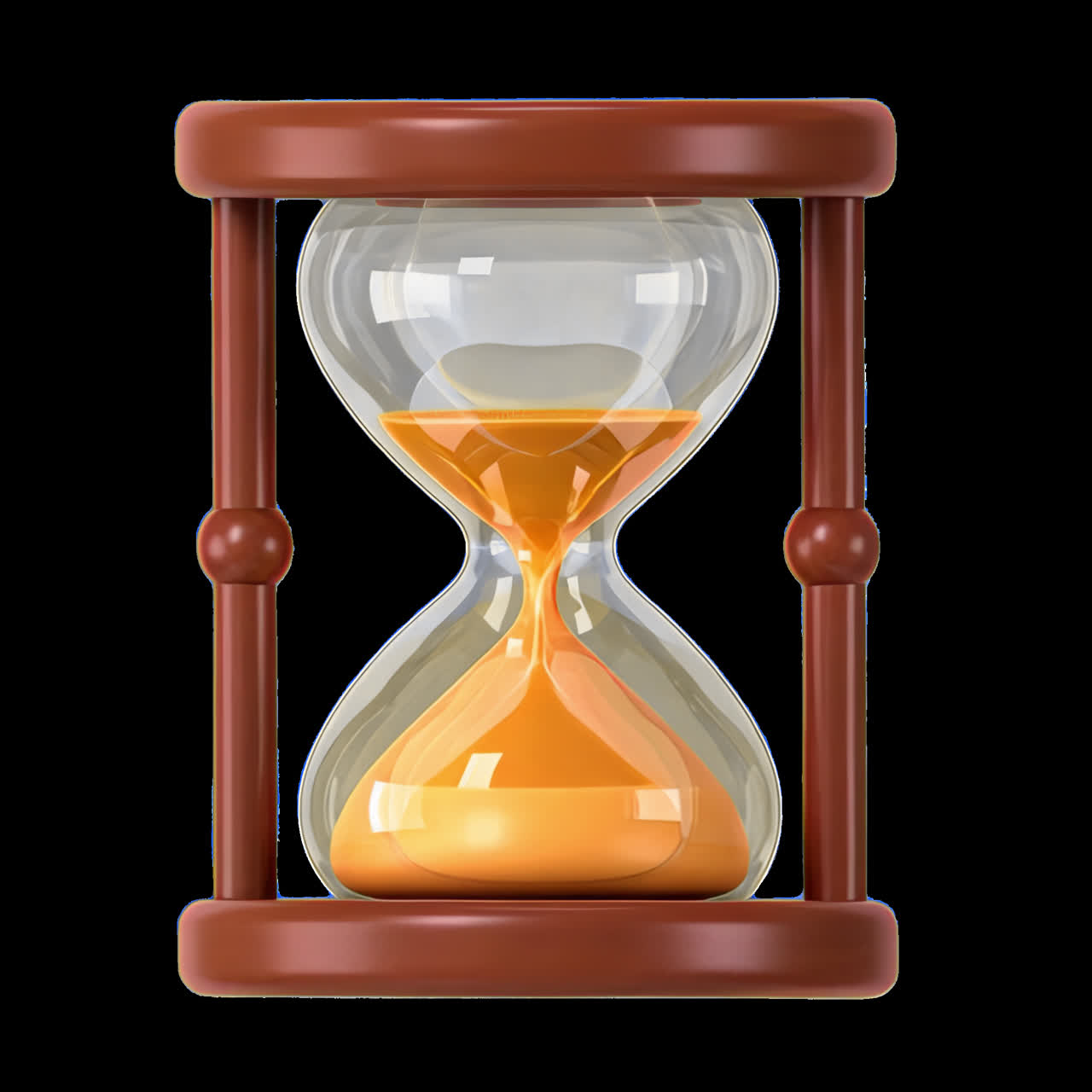 Classic hourglass with sand animation isolated asset, transparent 4K video, alpha channel, ProRes
