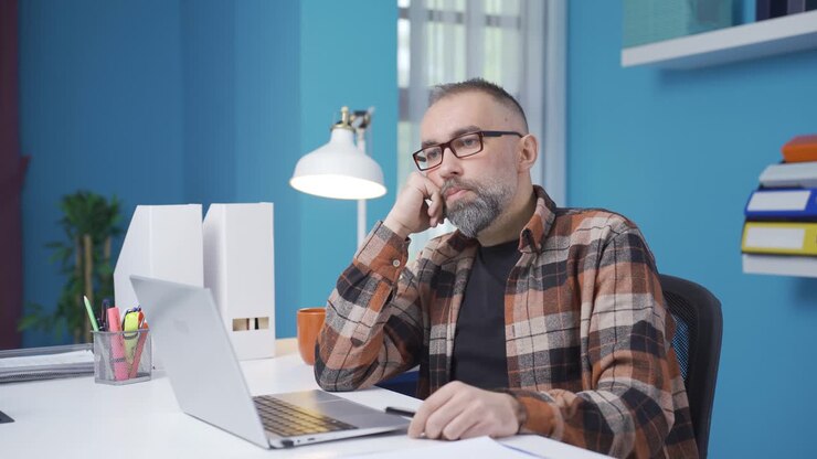 бизнесмен вдумчиво в учебной комнате.