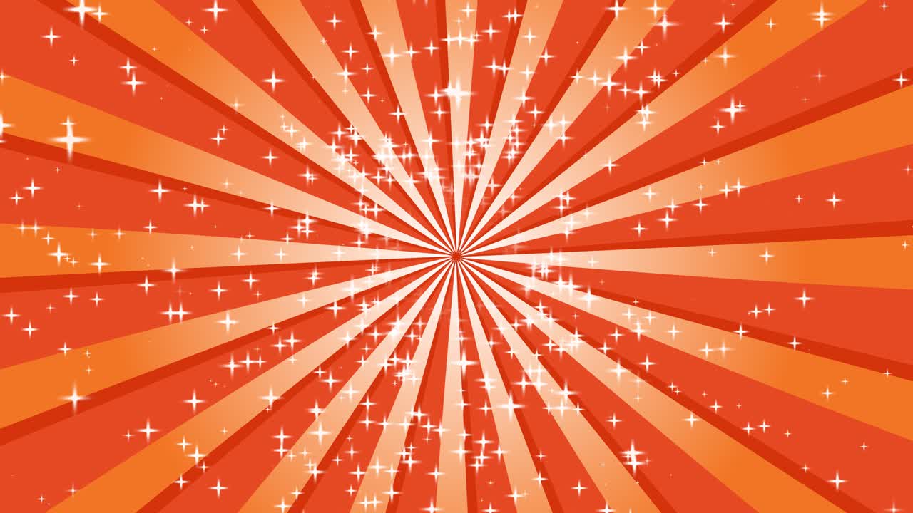 빛나는 오렌지색 선은 반이는 별과 함께 배경의 중앙을 중심으로 회전합니다.