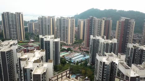 drone shots of guangzhou outskirts during a foggy, hazy morning, china-1