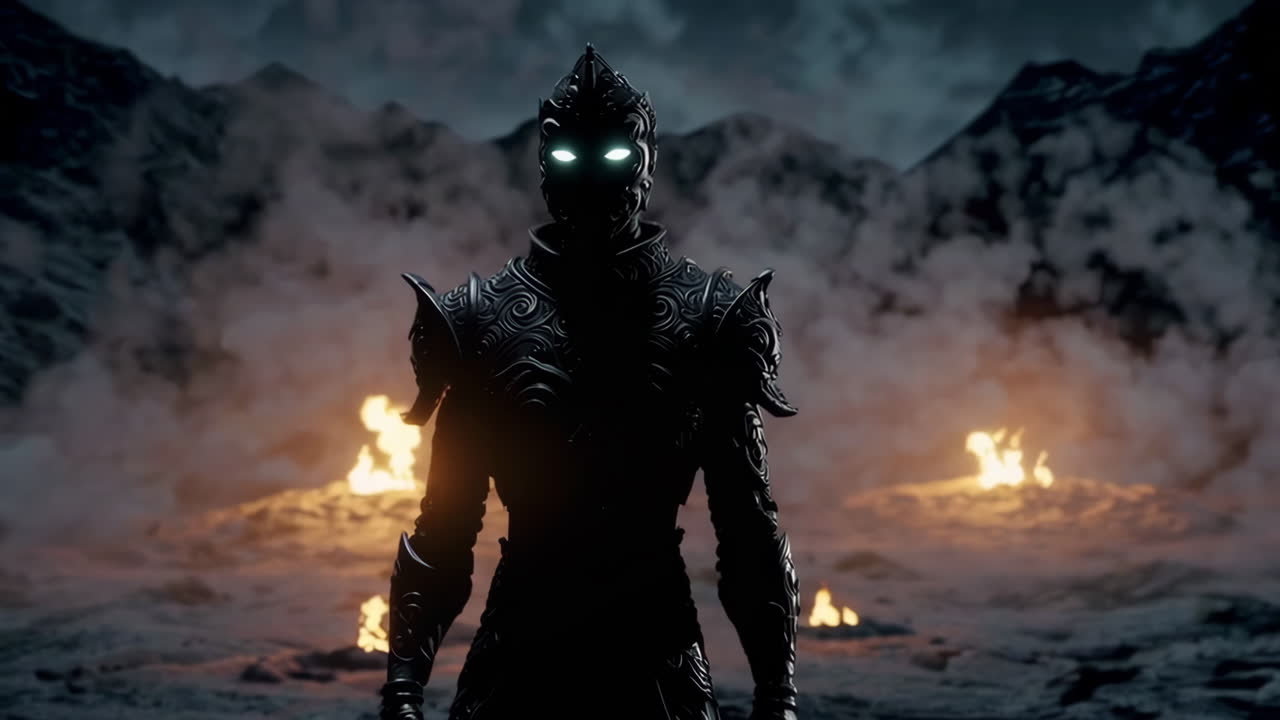 Dark Female Warrior in Epic Armor