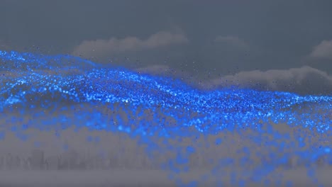 animación de puntos azules sobre el paisaje urbano