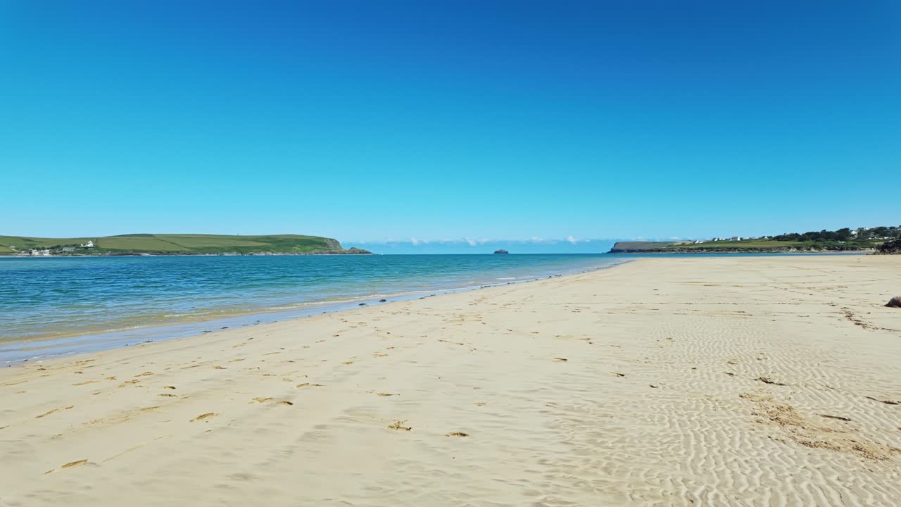 Pan from right to left of Daymer Bay, Cornwall, UK