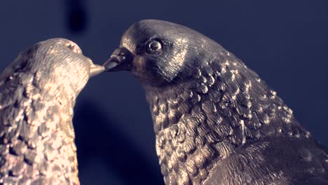 close-up detail of metal birds