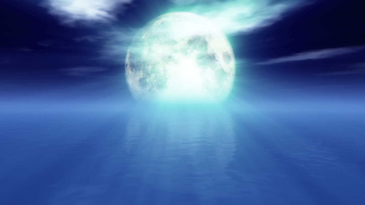 보름달에 바다 4k