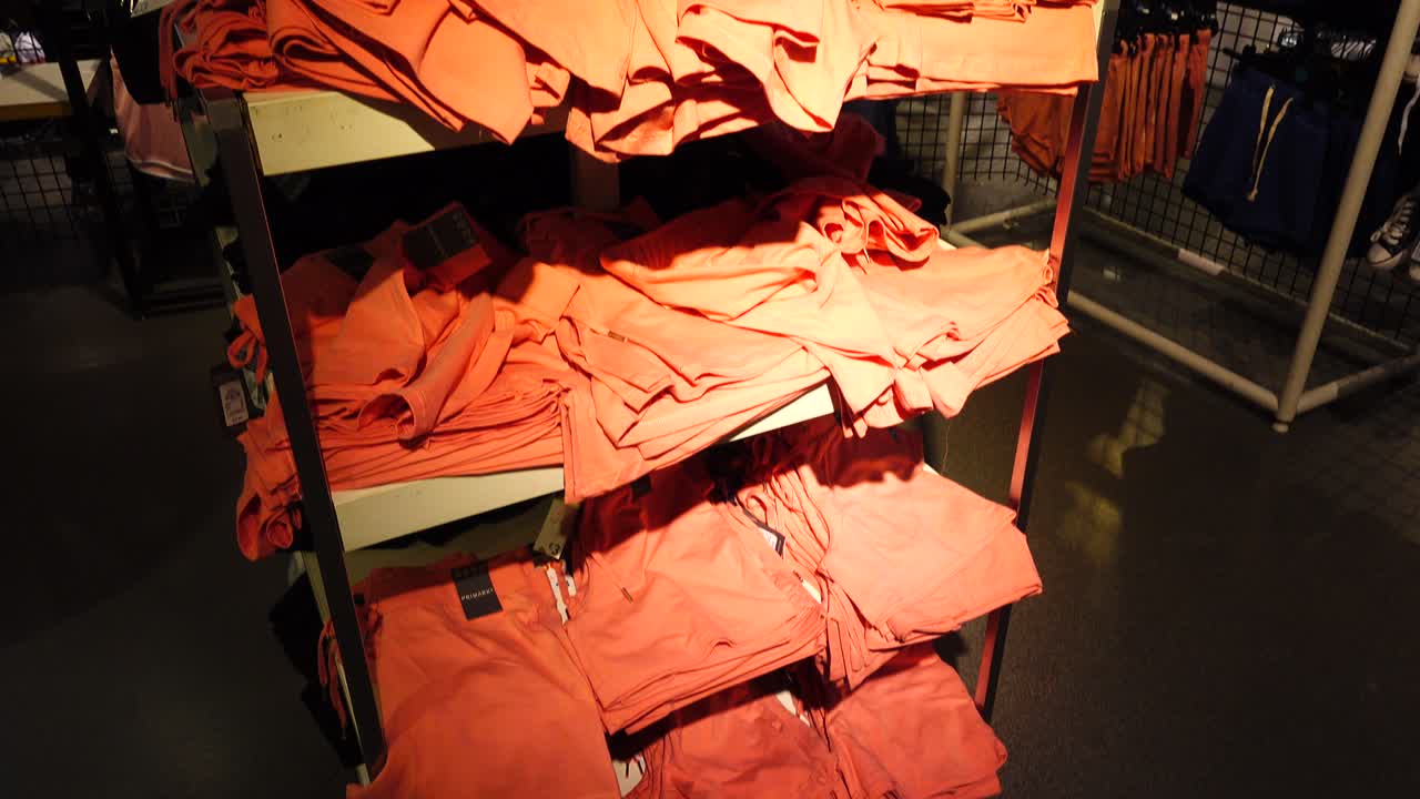 Shopping in Europe. The choice of goods in the outlet. Discounts in shops of Europe