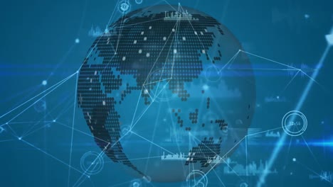 animation of globe with statistics and network of connections
