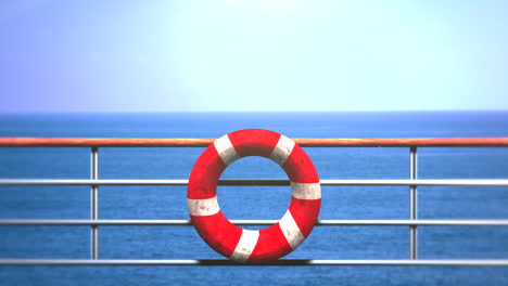 red lifebuoy on passenger ship in ocean