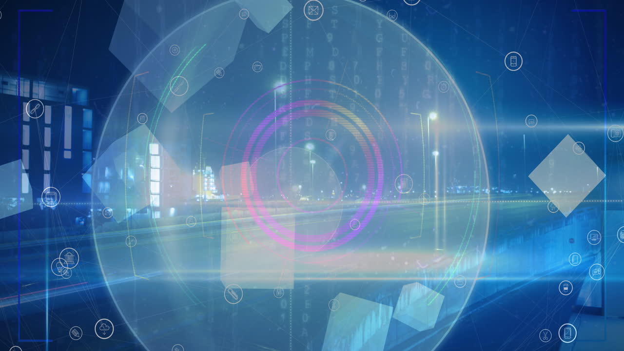 전 세계 연결, 아이콘 및 데이터 처리 네트워크의 애니메이션