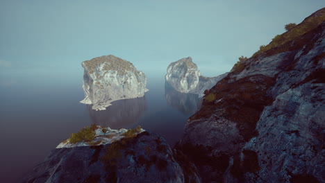 Vista-Aérea-Sobre-Piedras-Blancas-En-El-Fondo-Del-Océano-Y-Acantilados-De-Tiza